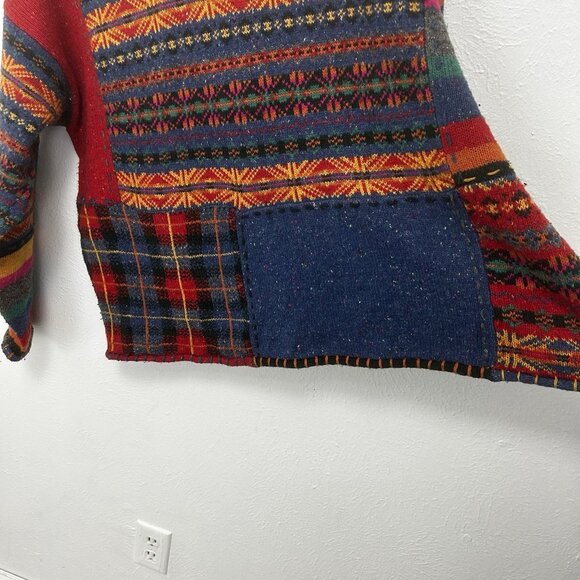 VTG Northern Isles Colorful Mixed Media Patchwork Striped Sweater 3X Cottagecore - Picture 7 of 11